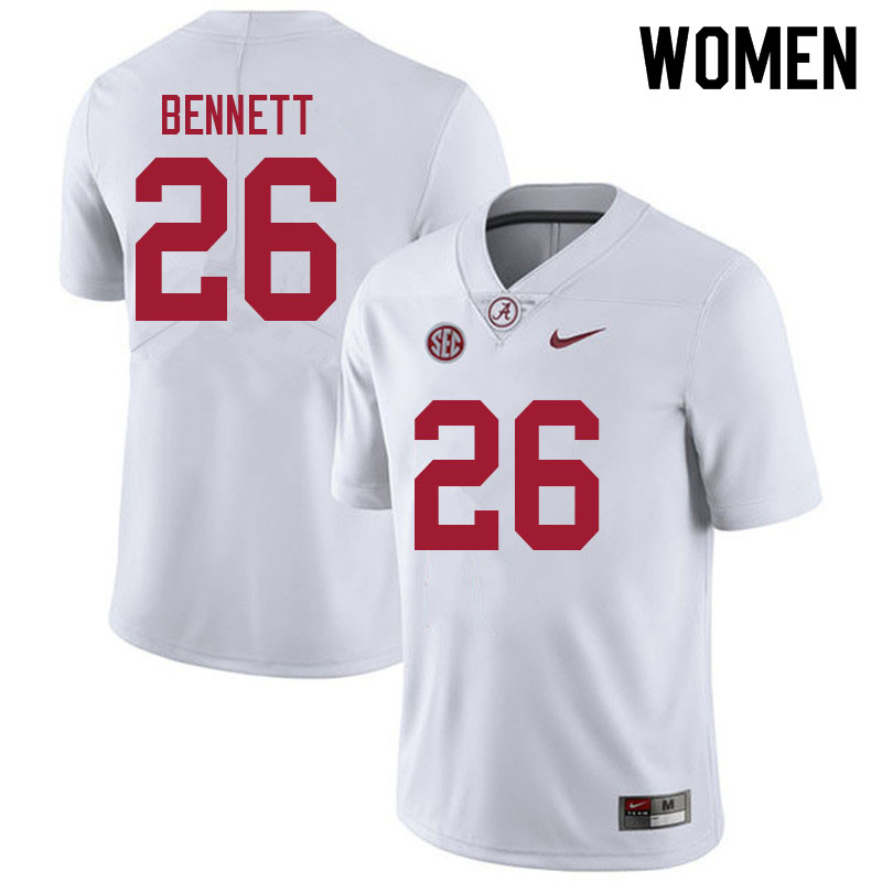 Women #26 Jonathan Bennett Alabama Crimson Tide College Football Jerseys Sale-White